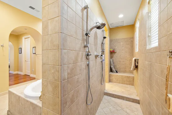 a bathroom with a shower