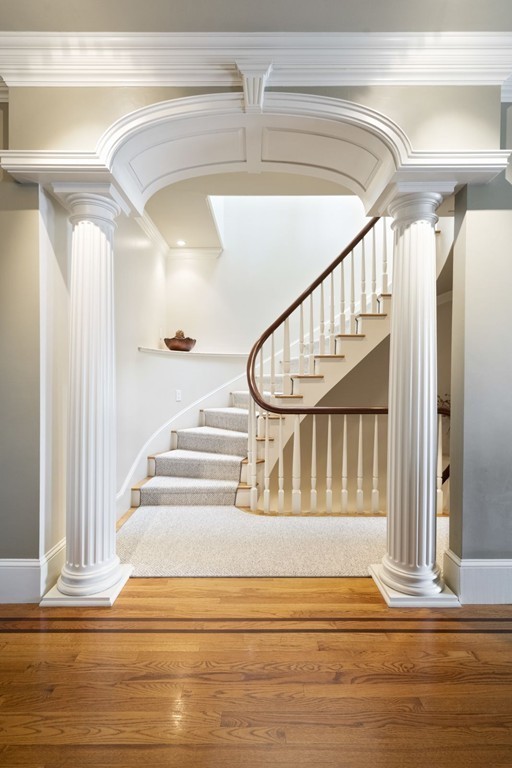 6 Monument Square, Unit 4 Boston, MA 02129 - Photo 16 of 37 a view of staircase with white walls and a painting on the wall