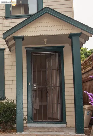 a view of wooden door