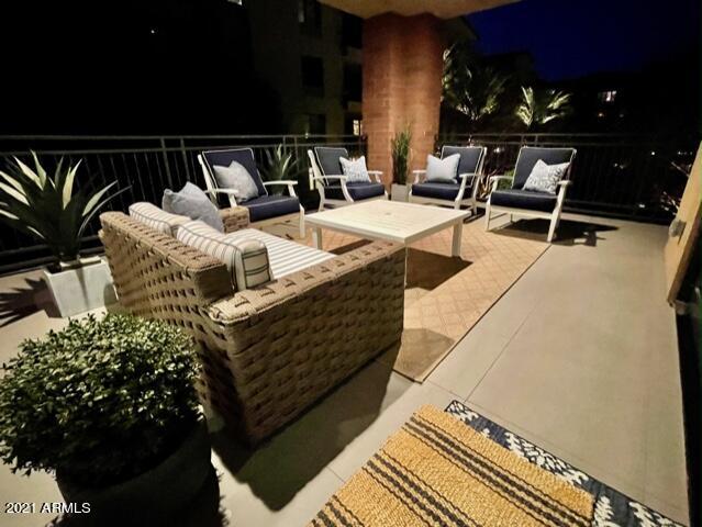 6166 North Scottsdale Road, Unit A2002 Paradise Valley, AZ 85253 - Photo 32 of 35 Balcony night