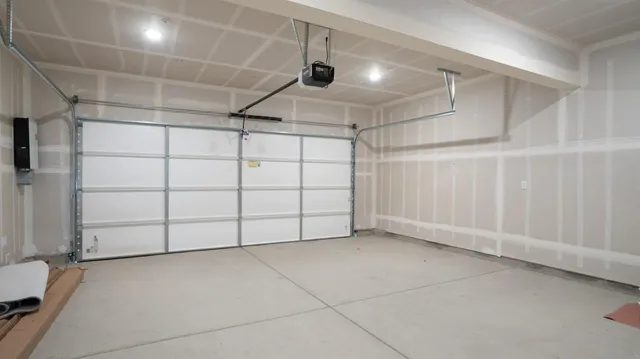 a view of a room with a large window