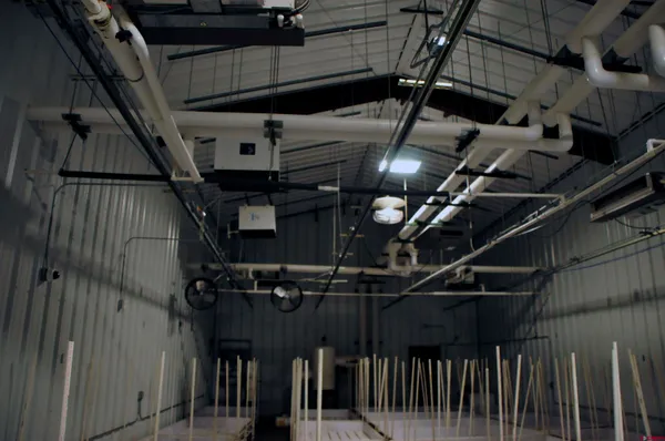 a view of a room with racks