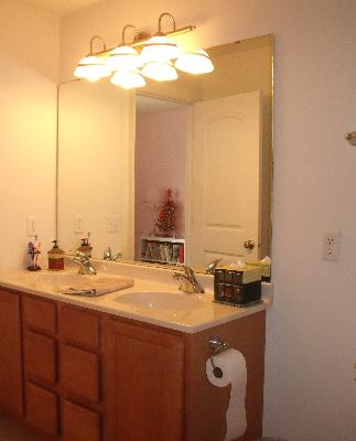227 West Cortland Center Road Cortland, IL 60112 - Photo 8 of 10 a bathroom with a granite countertop sink and a mirror