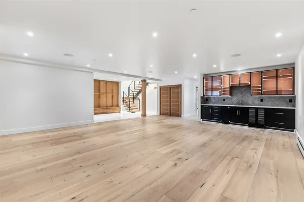 a view of kitchen and a window