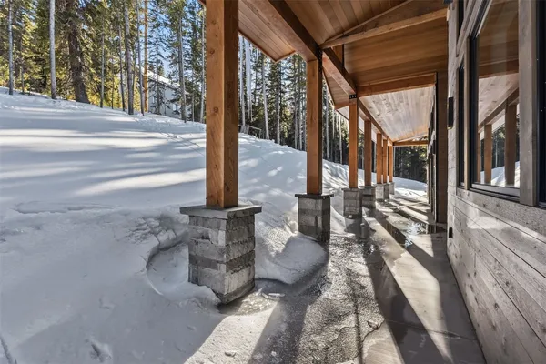 a view of a porch with furniture