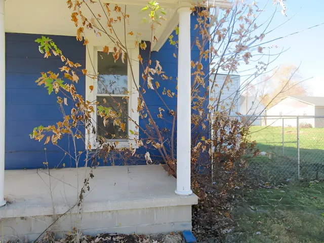 a backyard of a house with lots of green space and plants