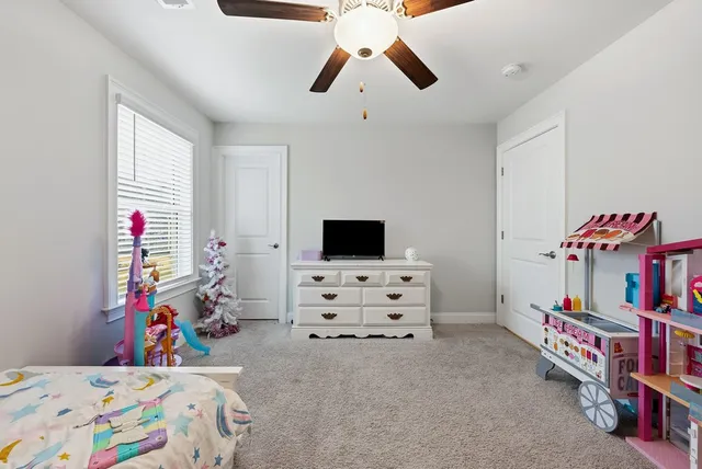 a bedroom with a bed and a tv