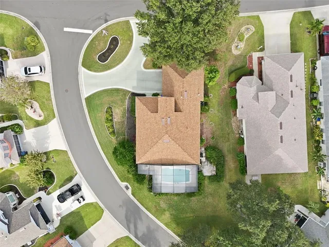 an aerial view of a house