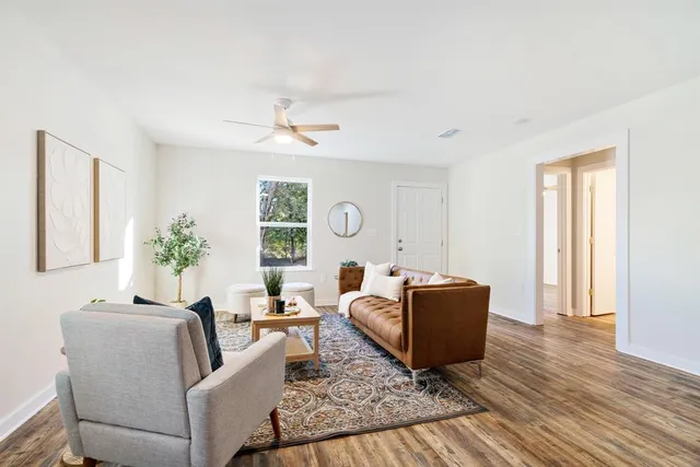 a living room with furniture