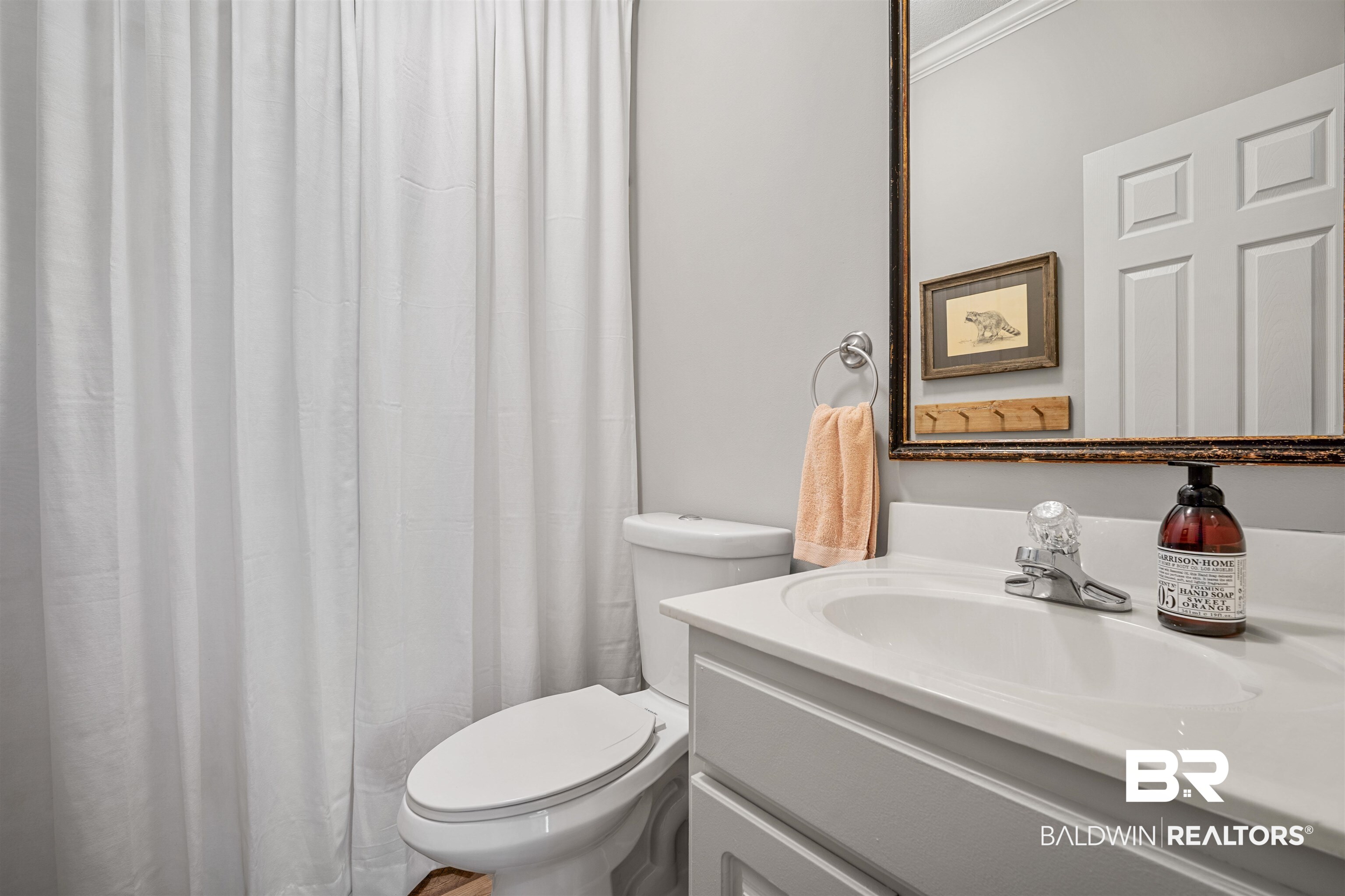 27288 Parker Lane Daphne, AL 36526 - Photo 19 of 29 Bathroom featuring vanity, a shower with curtain, and ornamental molding