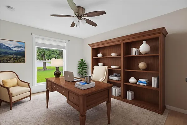 a living room with furniture