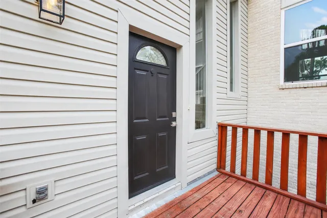 a view of wooden balcony