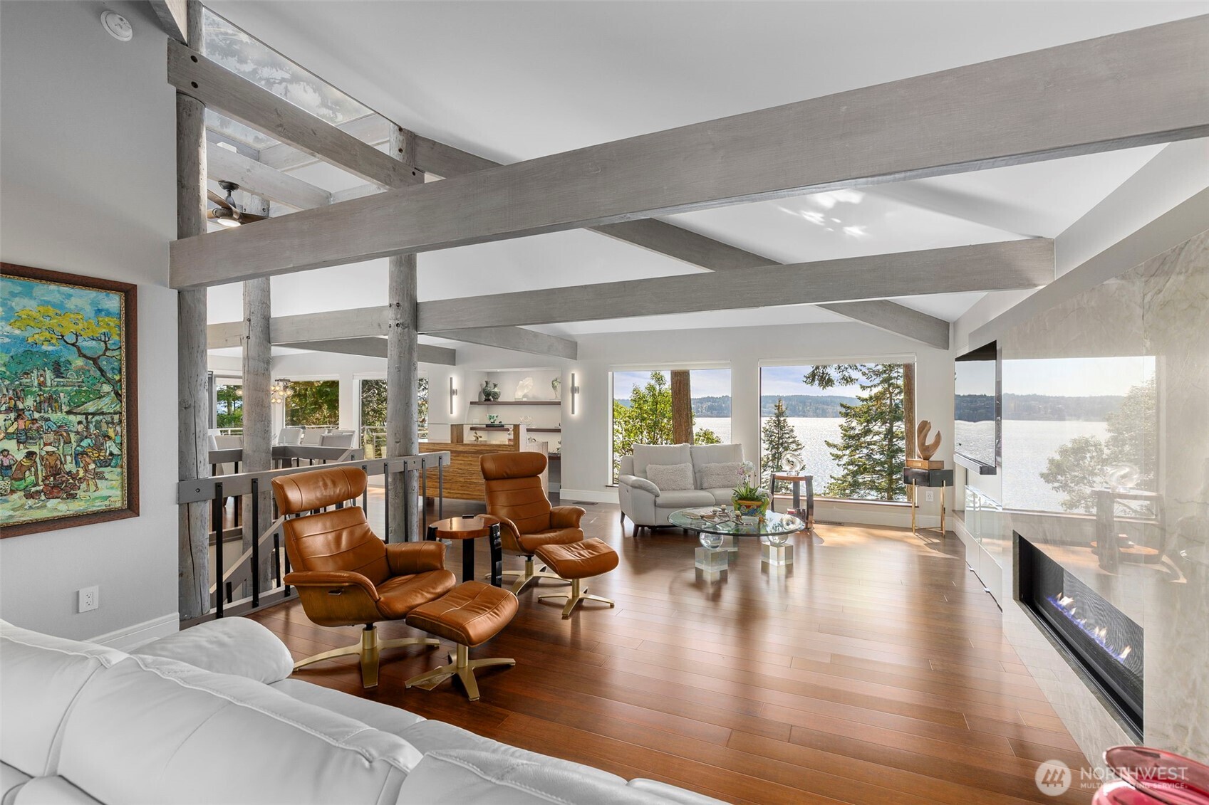 1571 Thorndyke Road Port Ludlow, WA 98365 - Photo 4 of 40 a living room with lots of furniture wooden floor and a large window