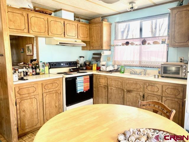 485 Florida Road, Unit B10 Durango, CO 81301 - Photo 9 of 19 a kitchen with stainless steel appliances a sink a stove a refrigerator cabinets and a window