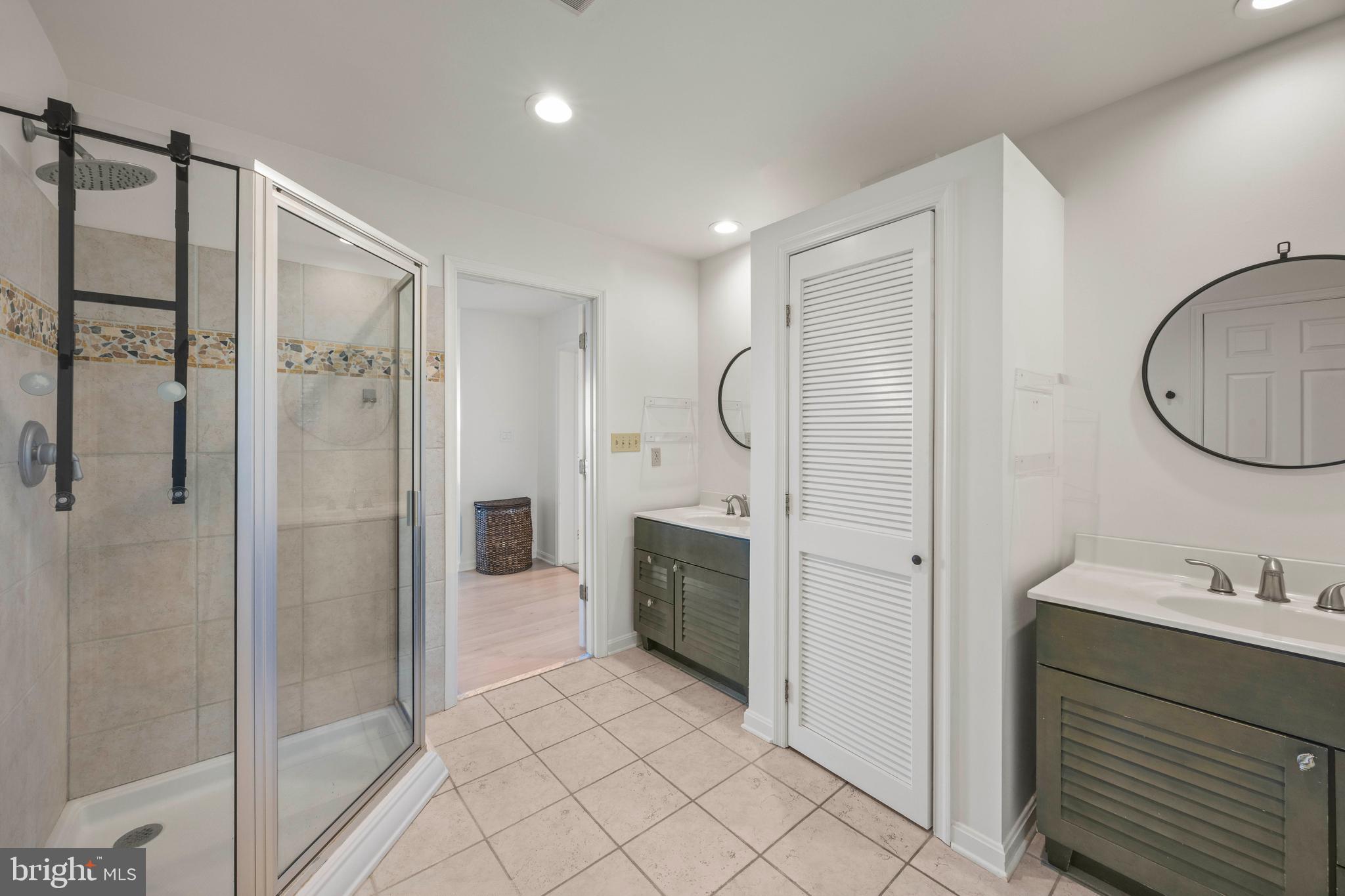 806 Monroe Manor Road Stevensville, MD 21619 - Photo 21 of 41 a bathroom with a shower sink and mirror