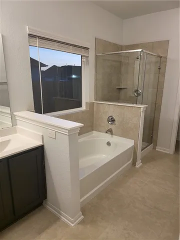 a bathroom with a sink a mirror and a bathtub