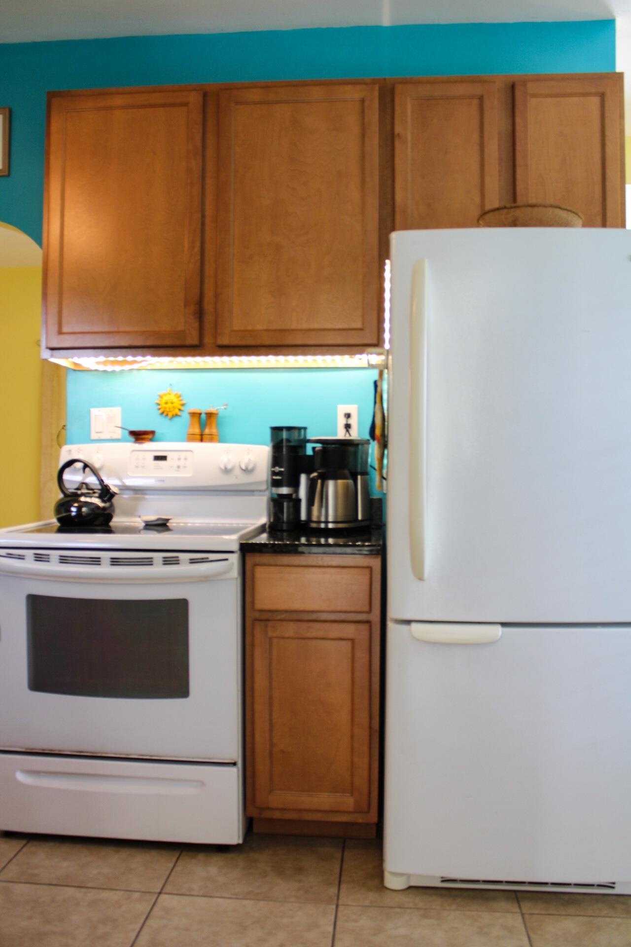 248 Spring Street St. Augustine, FL 32084 - Photo 12 of 50 a kitchen with stainless steel appliances a refrigerator and a stove top oven
