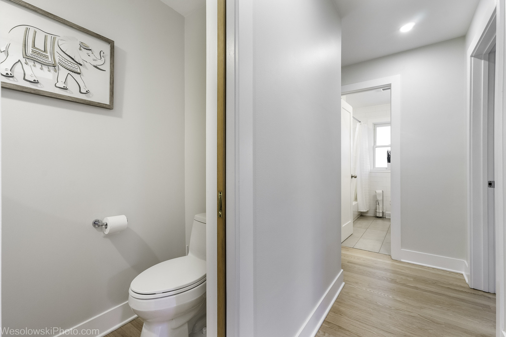 708 North Russel Street Mount Prospect, IL 60056 - Photo 24 of 30 a bathroom with a granite countertop toilet and a shower