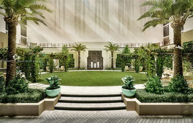 a view of garden with patio