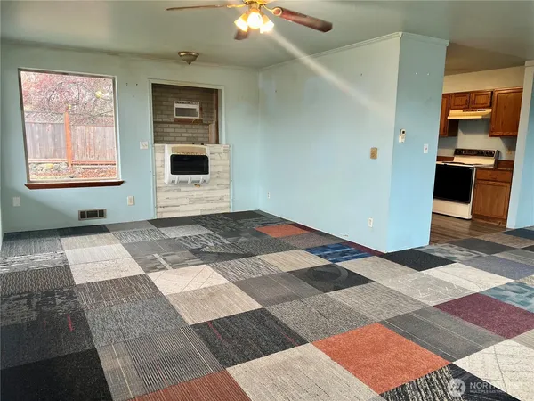 a view of a black and white checkered floor