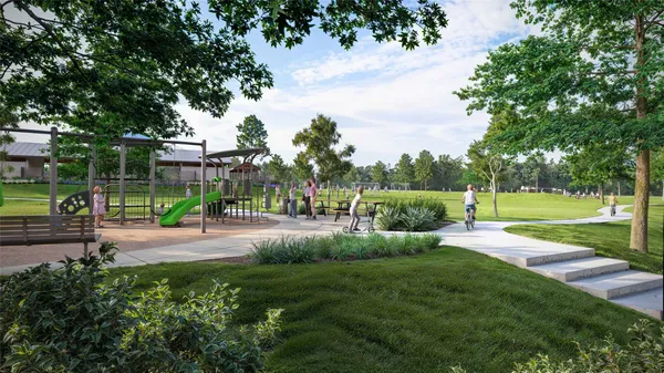 a view of a park with tree s