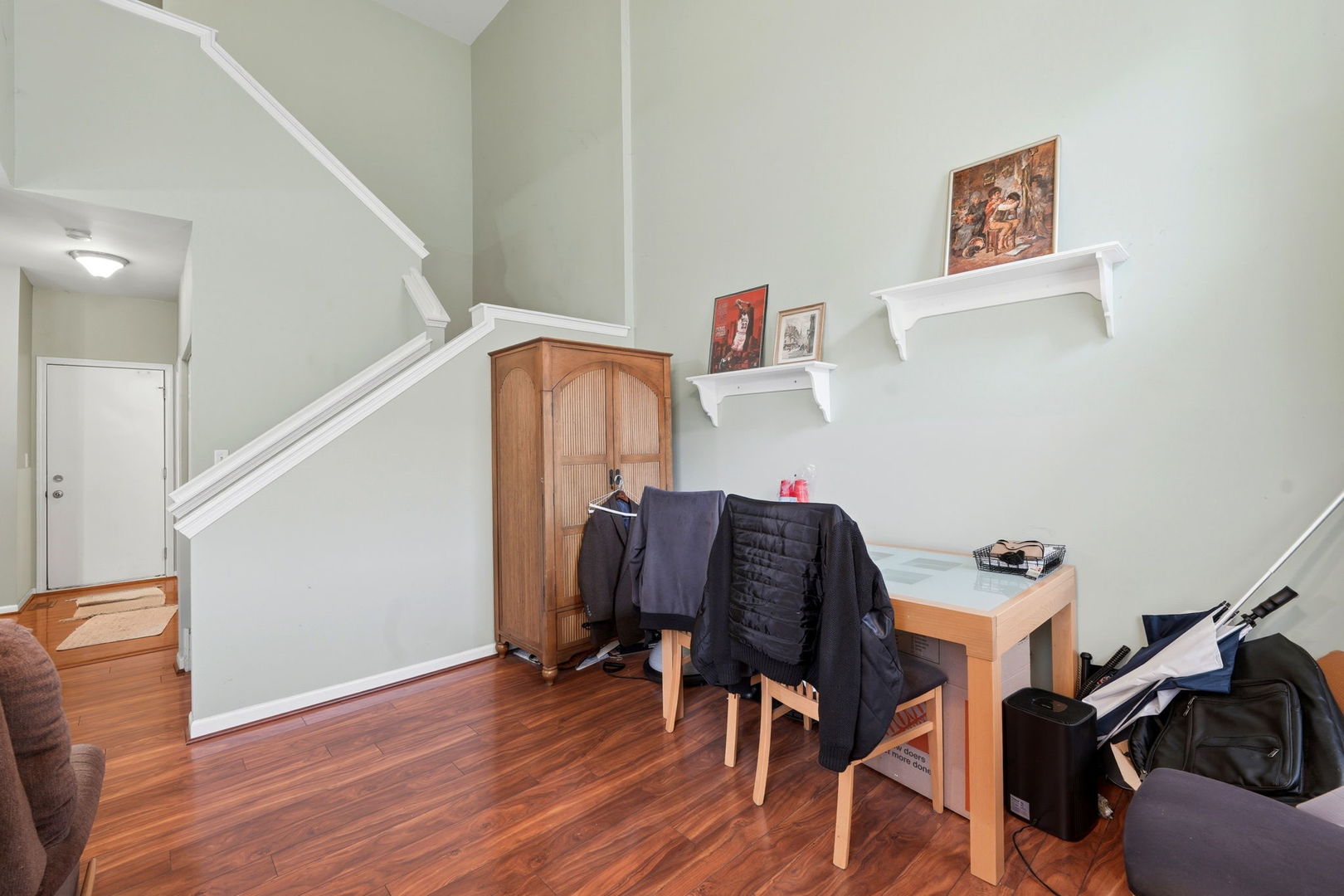 8 St Regis Court Elmhurst, IL 60126 - Photo 4 of 23 a view of workspace with wooden floor and stairs