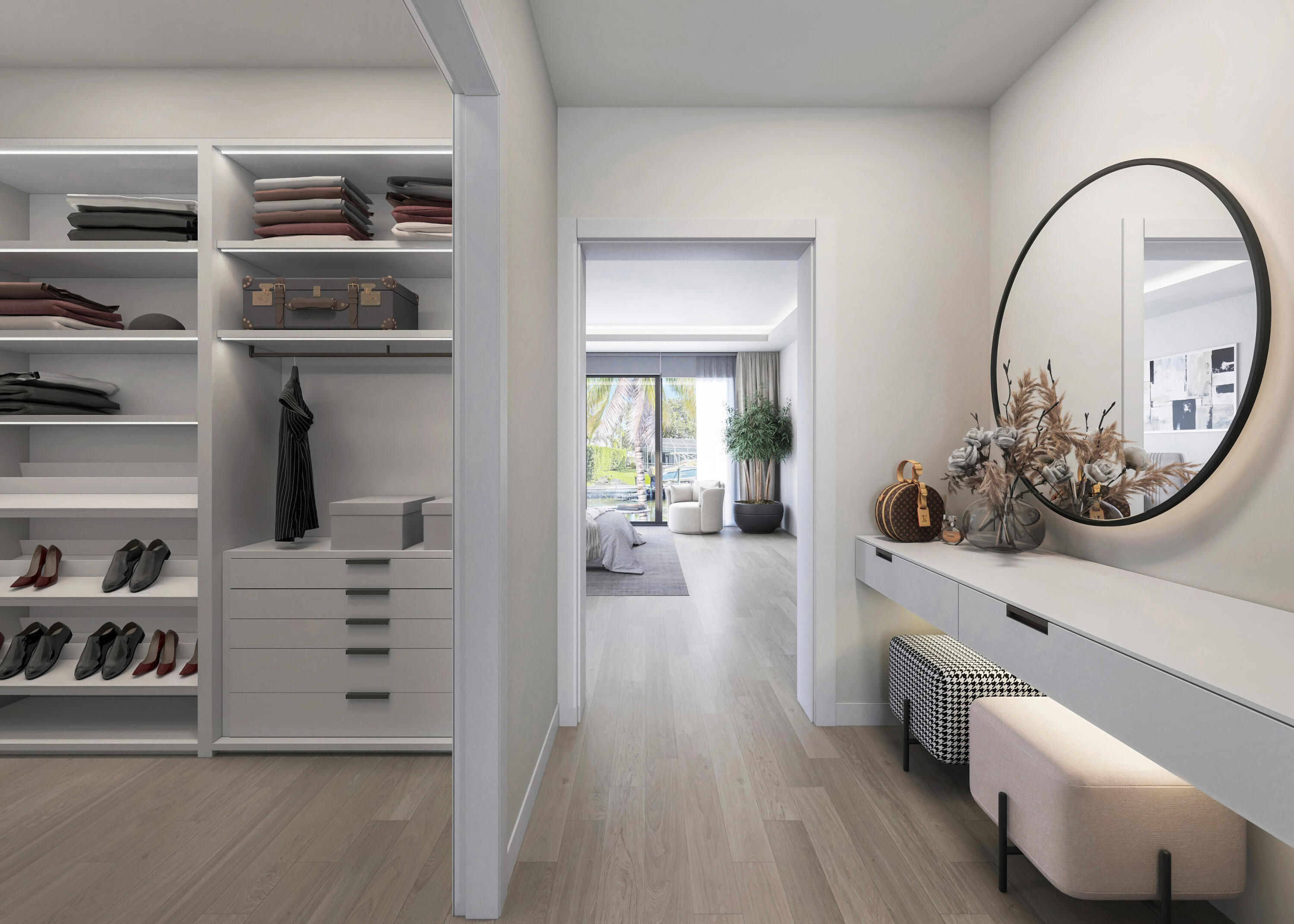 757 Appleby Street Boca Raton, FL 33487 - Photo 6 of 7 a view of a hallway with cabinet and wooden floor