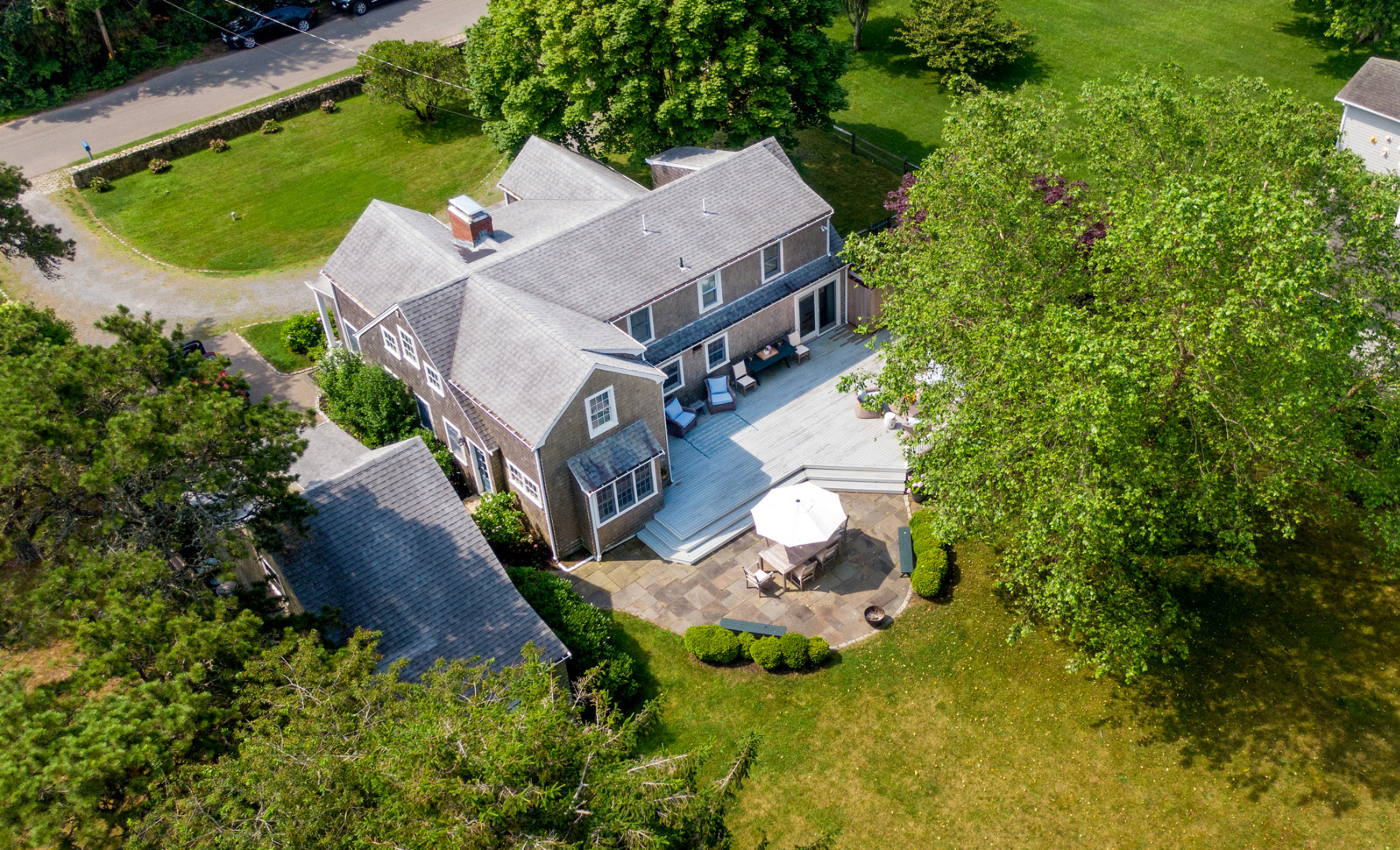 5 Hillman Drive Edgartown, MA 02539 - Photo 34 of 34 an aerial view of a house with swimming pool a patio and yard