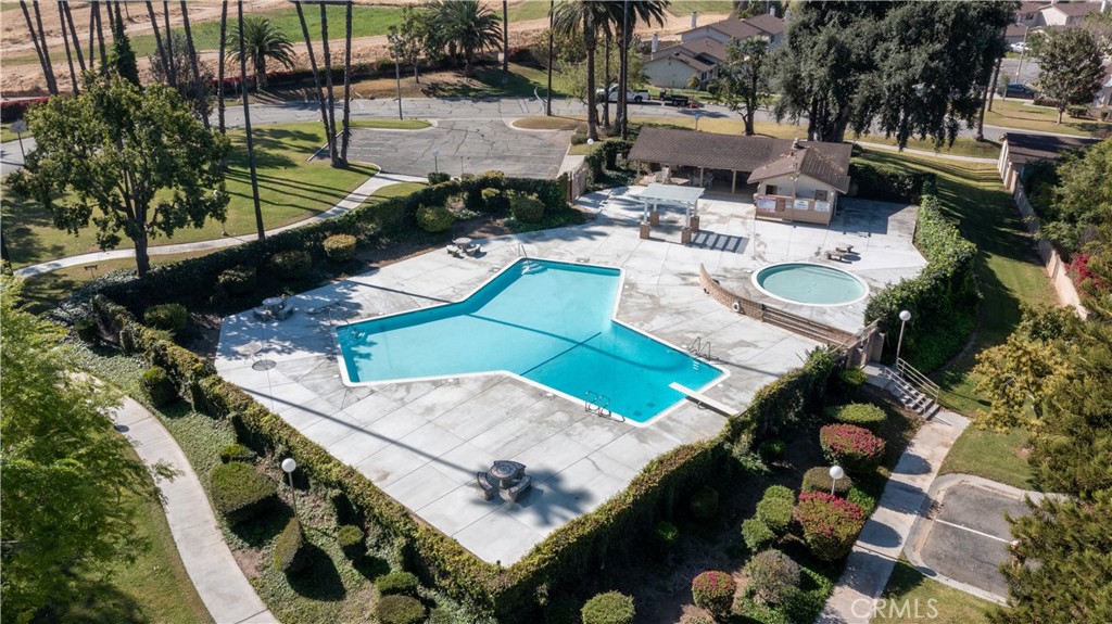 6624 Banyan Place Riverside, CA 92506 - Photo 39 of 41 Aerial view of community pool and cabana, greenbelt space, walking path