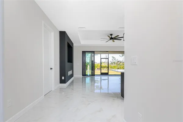 an empty room & glass door