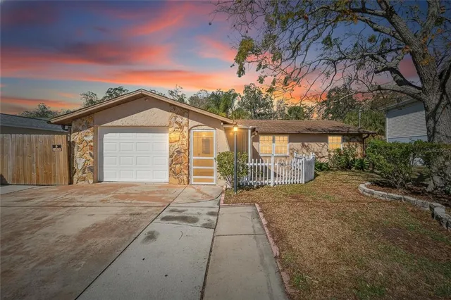a view of backyard of a house