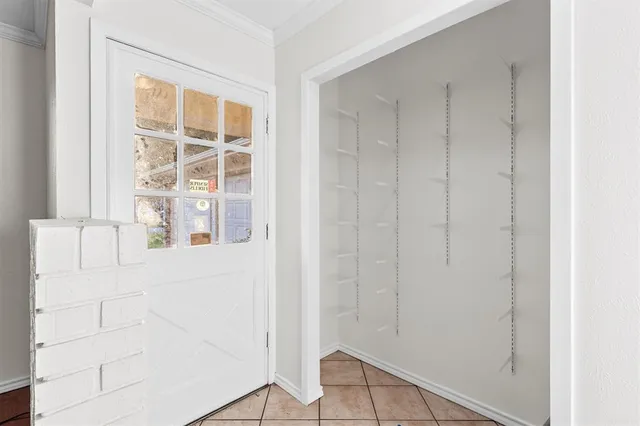 a view of wooden door