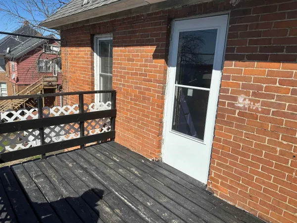 a view of wooden balcony