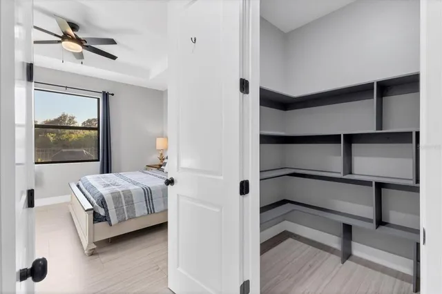 a empty closet with white walls