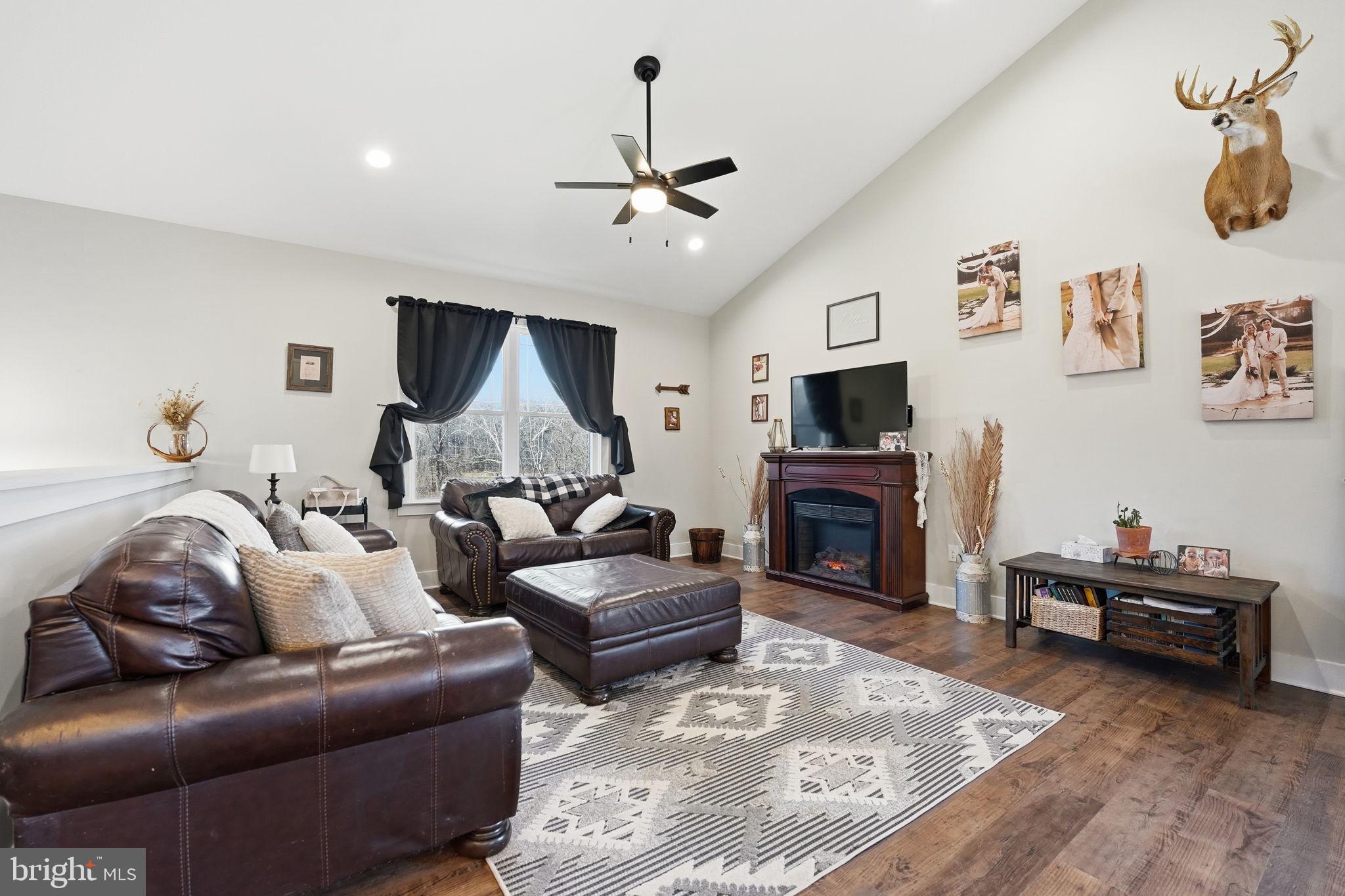 11183 Drogheda Mountain Road Culpeper, VA 22701 - Photo 14 of 60 a living room with furniture a fireplace and a flat screen tv