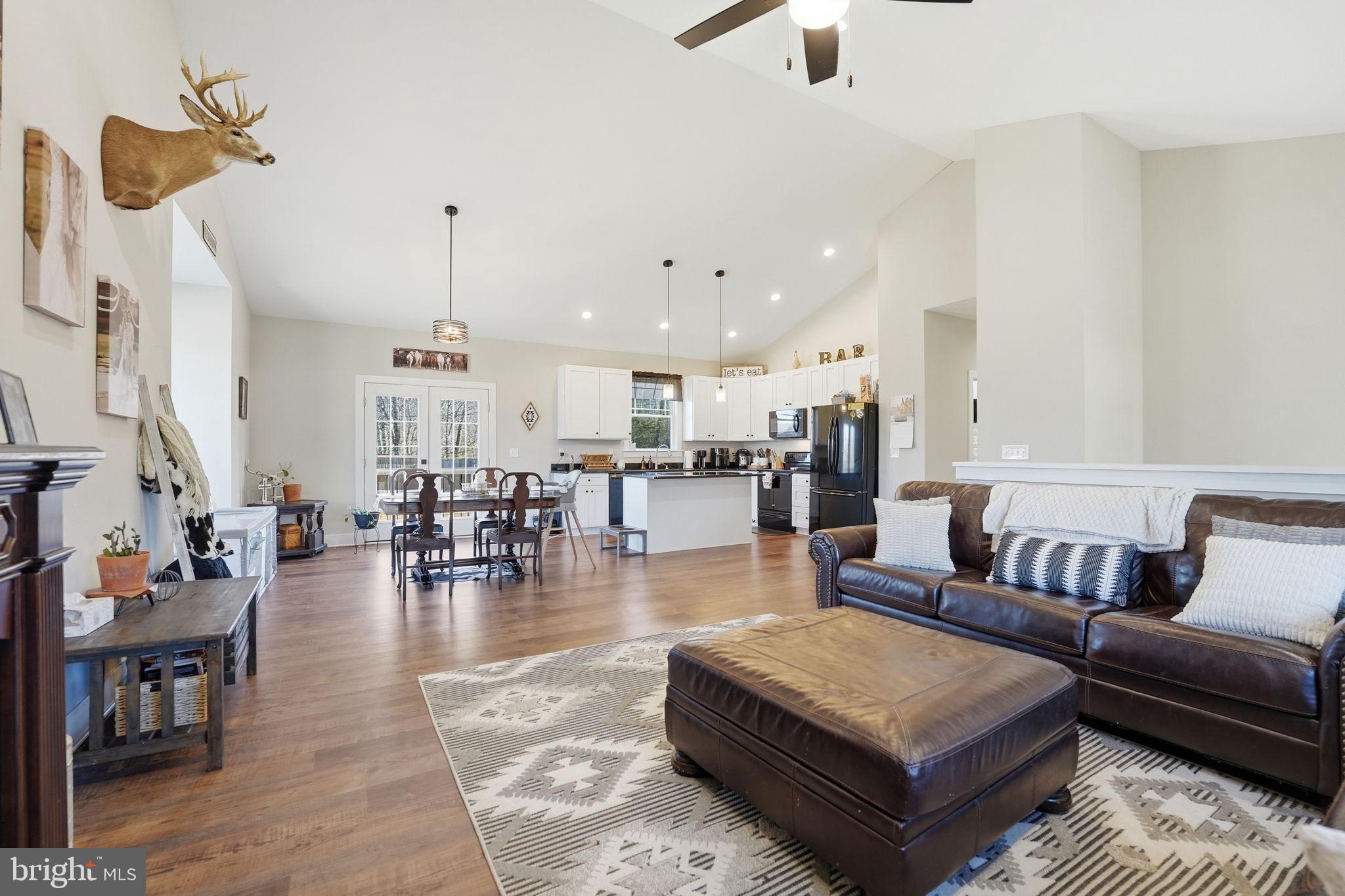 11183 Drogheda Mountain Road Culpeper, VA 22701 - Photo 22 of 60 a living room with furniture a table and kitchen view