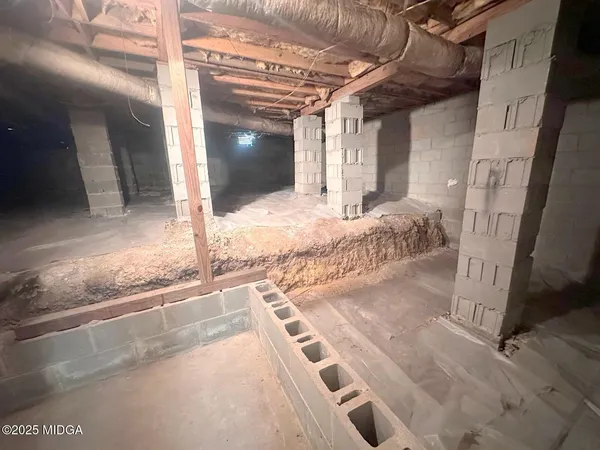 a view of a porch of a house