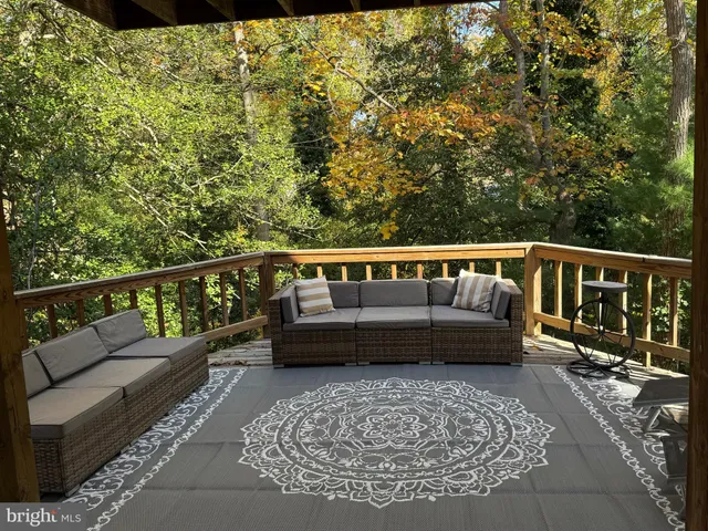 a view of a bench in the roof deck