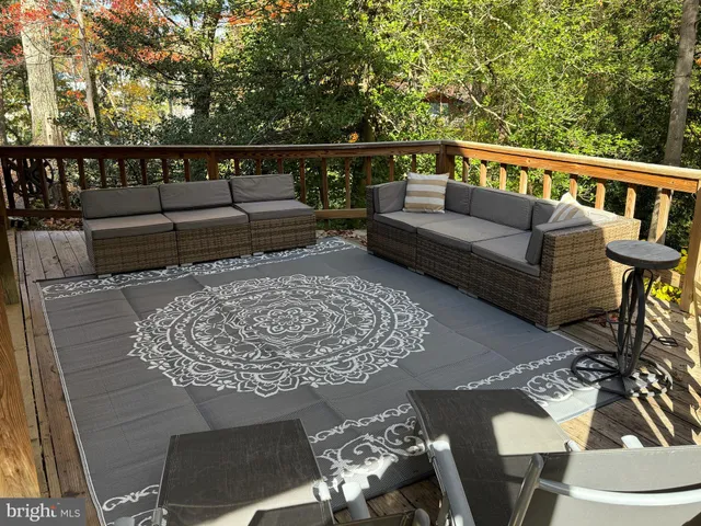 a view of a bench in a balcony