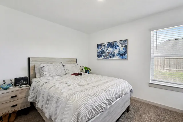 a bedroom with bed and window