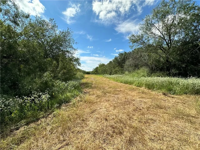 a view of a golf course with outside space