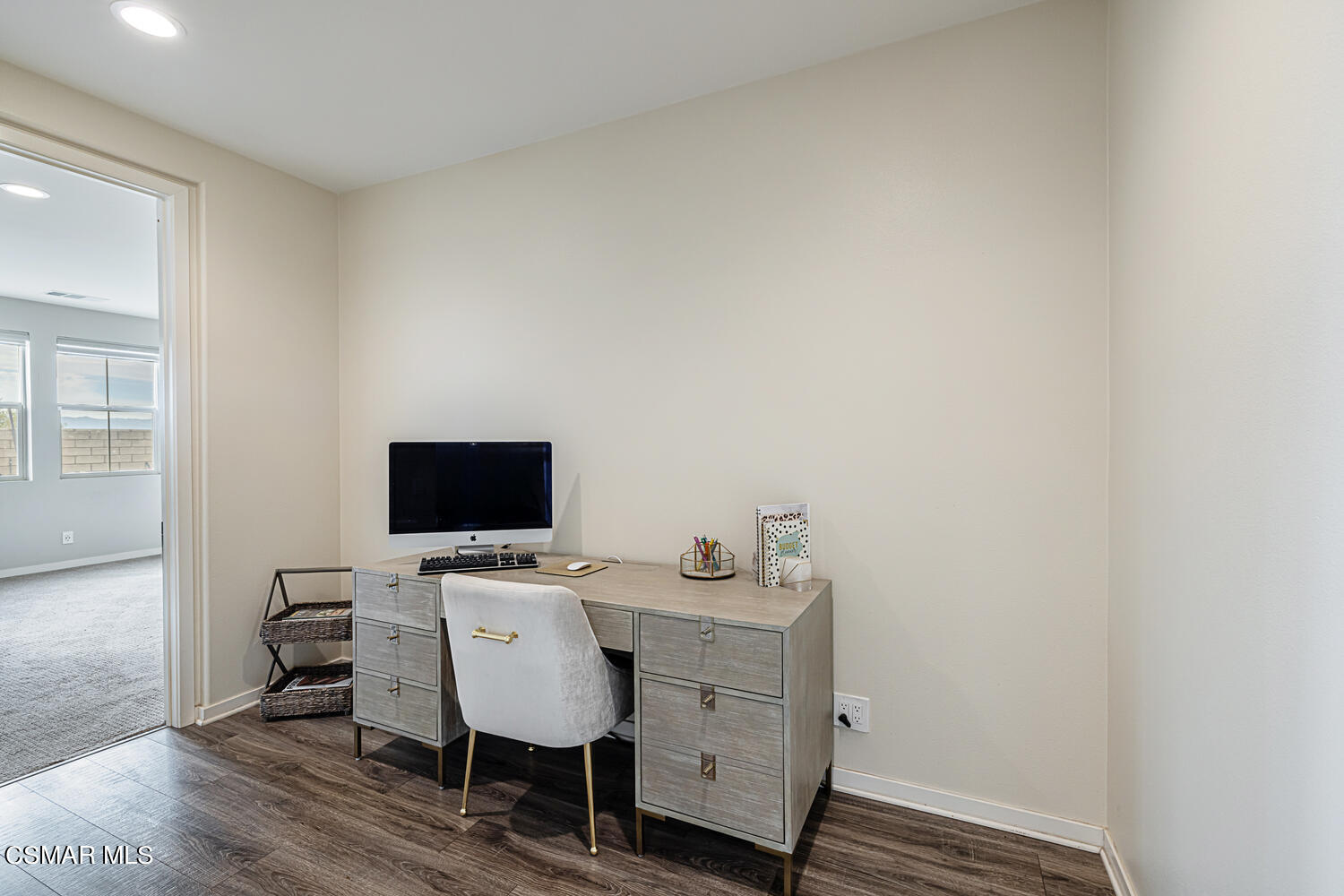 4616 Fannin Drive Simi Valley, CA 93063 - Photo 13 of 29 a view of a workspace with furniture and wooden floor