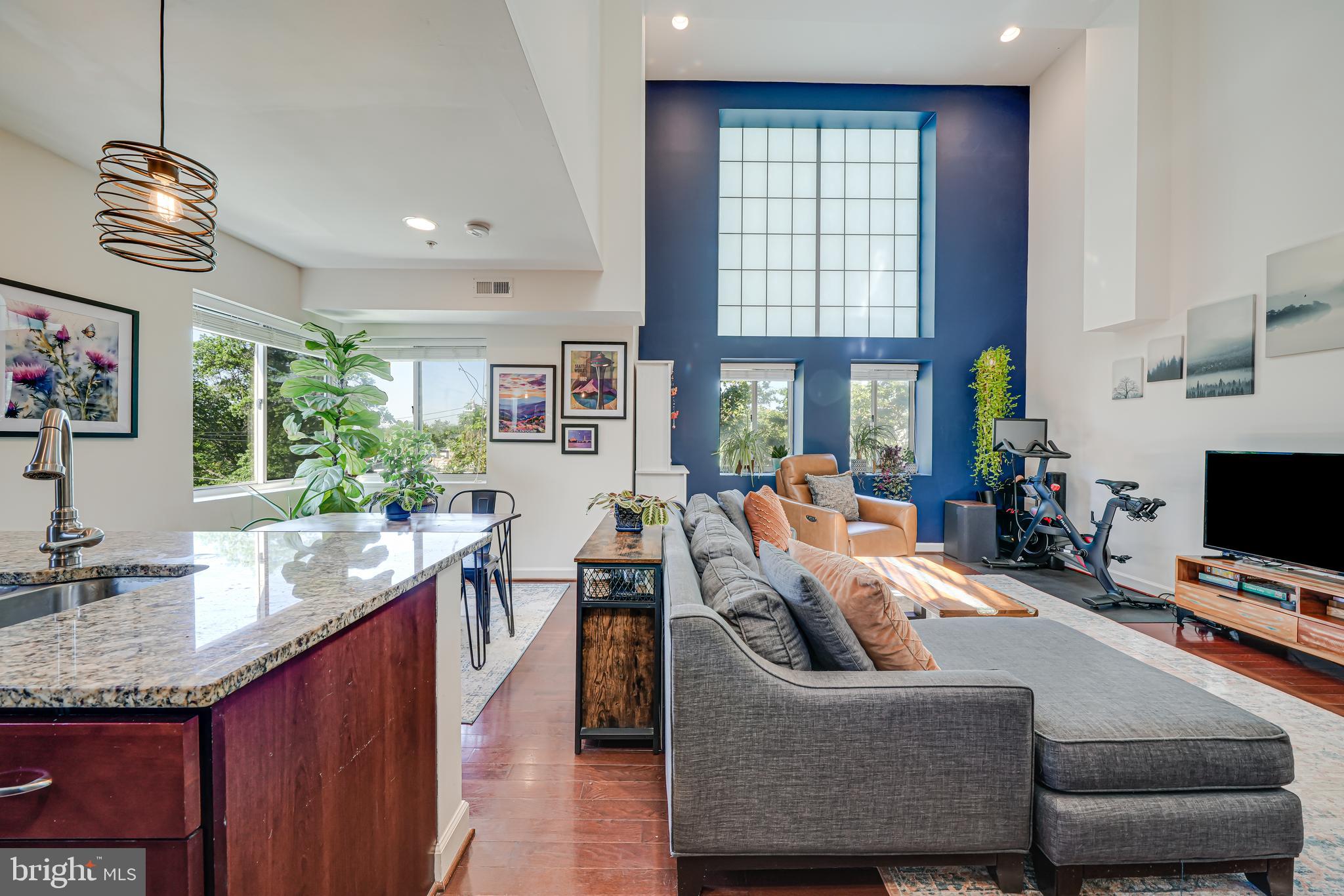 5407 9th Street Northwest, Unit 310 Washington, DC 20011 - Photo 13 of 53 a living room with fireplace furniture and a flat screen tv