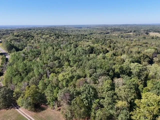 an aerial view of a houses with a yard