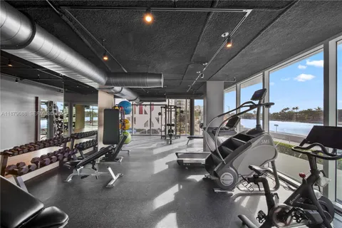 a view of a room with gym equipment