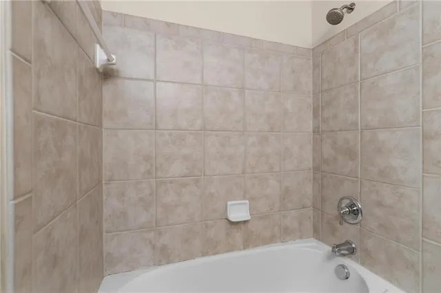 a bathroom with a bathtub