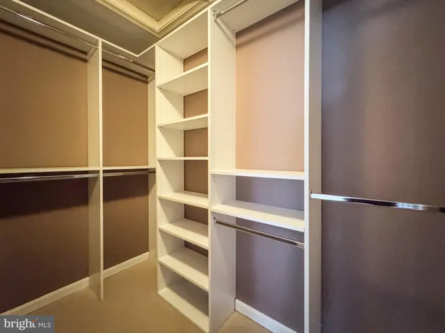 a view of an empty walk in closet