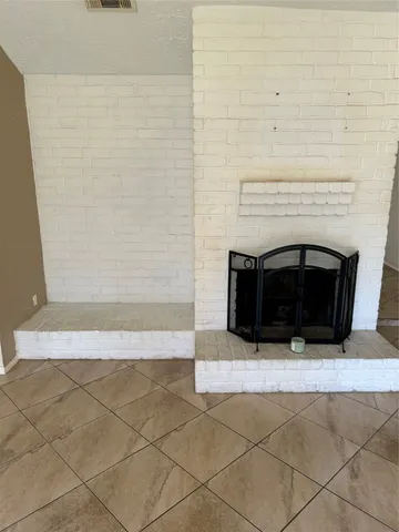 a bathroom with a fireplace