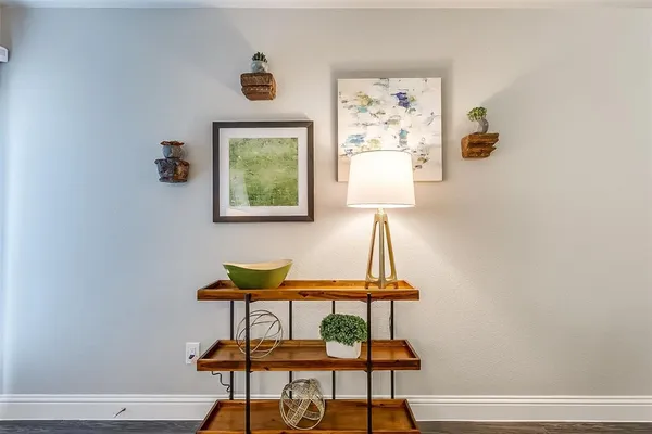 a lamp on a table in a room