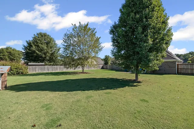 a view of a field of grass and trees